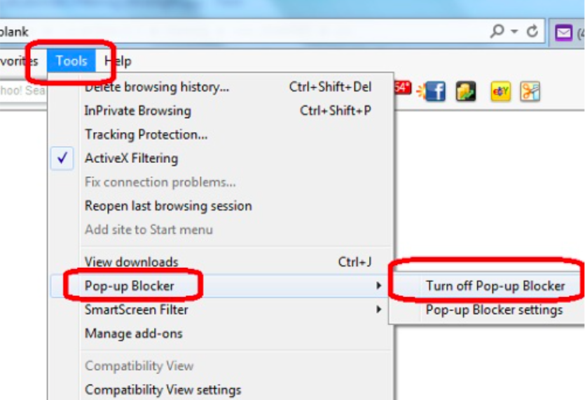 How to disable pop up blocker